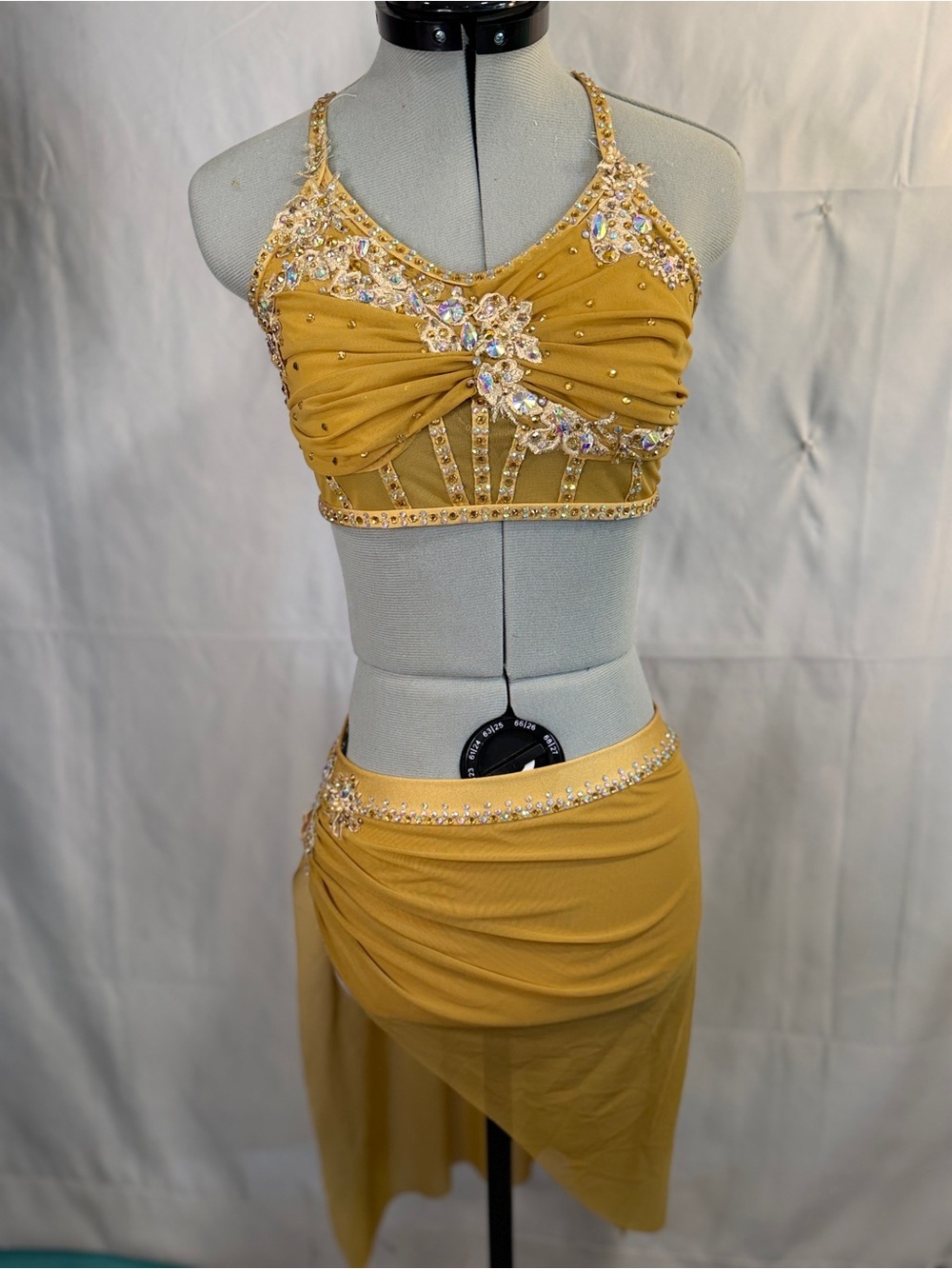 Kids Dance Costume Set - Gold Embellished Two-Piece